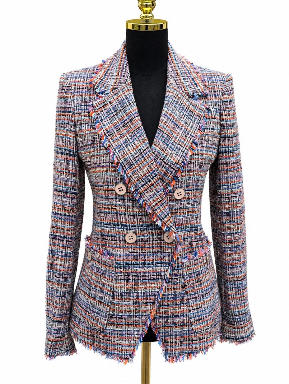 Veronica Beard Theron Tweed Blazer Jacket Size 6 Multi Double Breasted NWT $650 - Picture 8 of 16